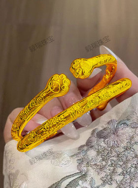 金包银吉言猫爪手镯可爱轻奢黄金时尚高级感镯子送女友礼物