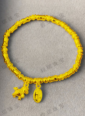 轻奢金包银小马竹节手链小众设计黄金高级感纳福手环手串饰品