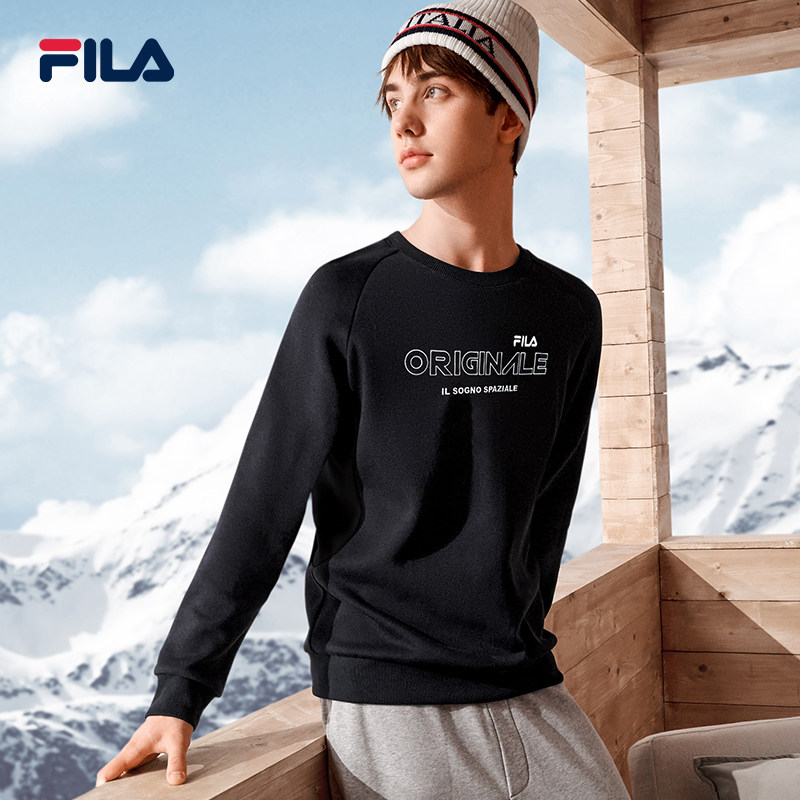 fila斐乐官方男款圆领针织套头衫新款基础休闲简约宽松百搭卫衣