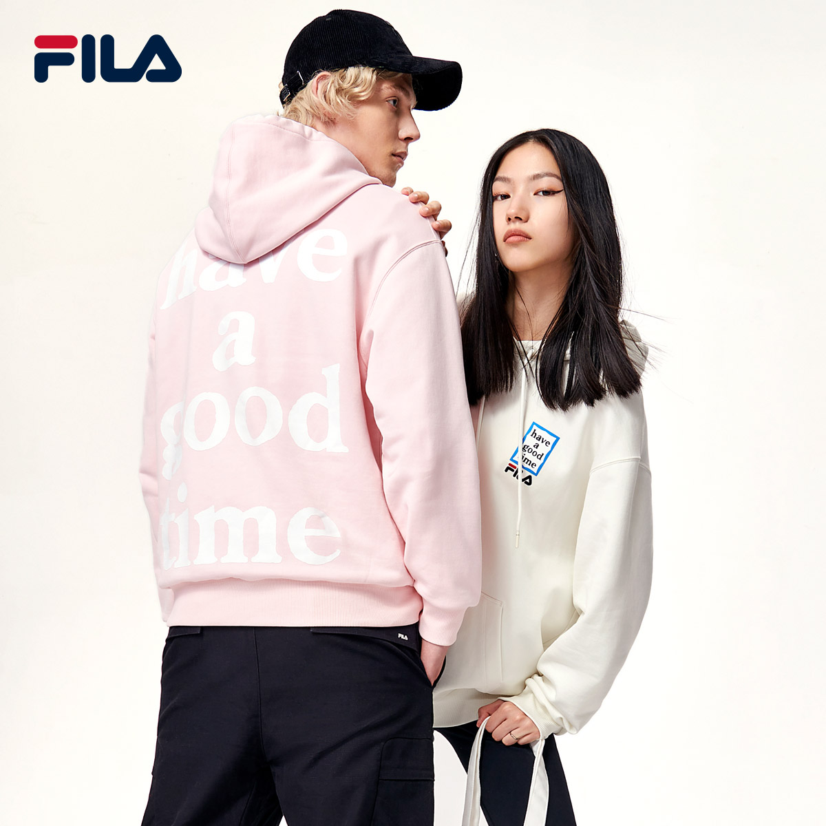 FILA x have a good time斐乐联名情侣同款连帽卫衣网球风穿搭