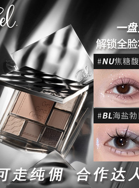 CZEL绔姿新品多功能眼影盘腮红高光修容大地色一体盘蓝色不易飞粉