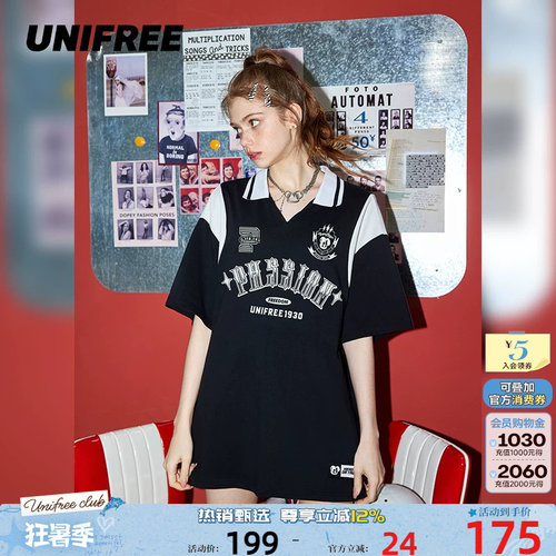 UNIFREE美式polo领学院风短袖T恤