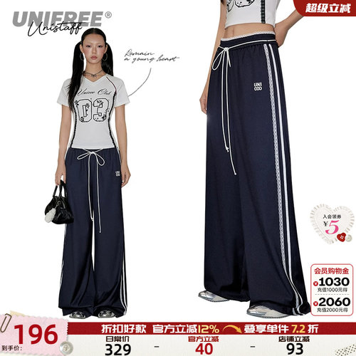 UNIFREE复古蕾丝休闲裤