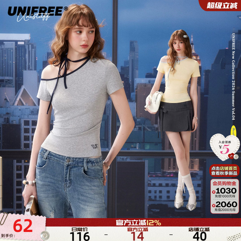 UNIFREE韩系露肩短袖T恤图片