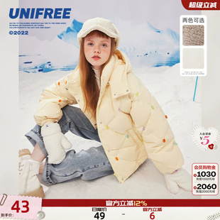 【明星同款】UNIFREE可爱挂脖毛绒手套女冬季保暖加厚羊羔毛分指
