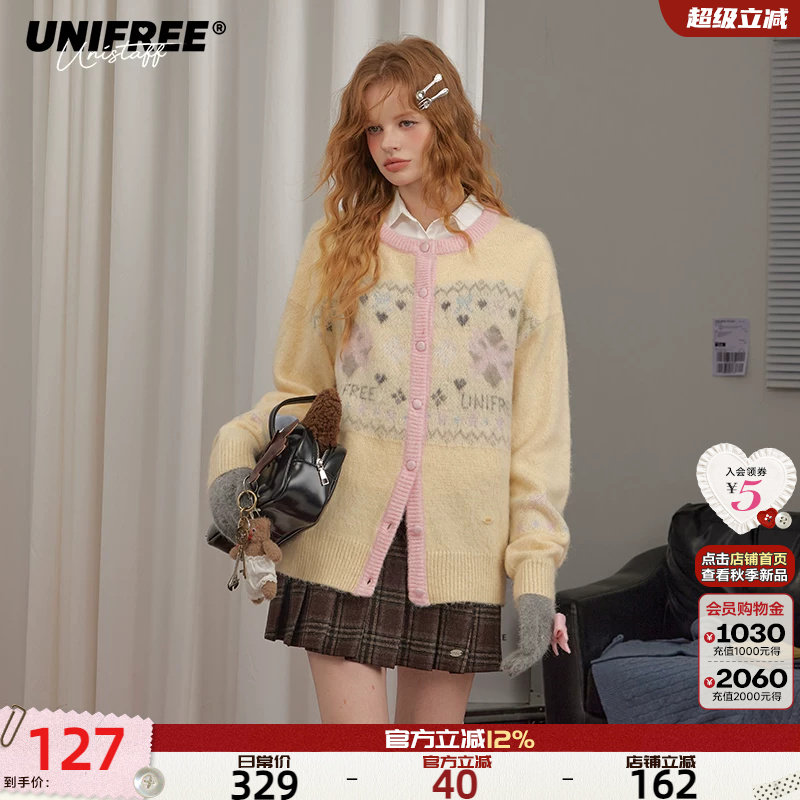 UNIFREE甜美复古毛针织衫图片