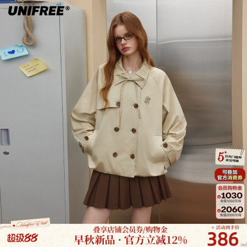 UNIFREE双排扣短款风衣外套