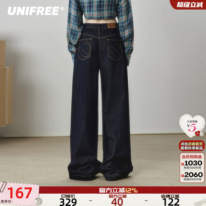 UNIFREE丹宁蓝加厚牛仔裤图片