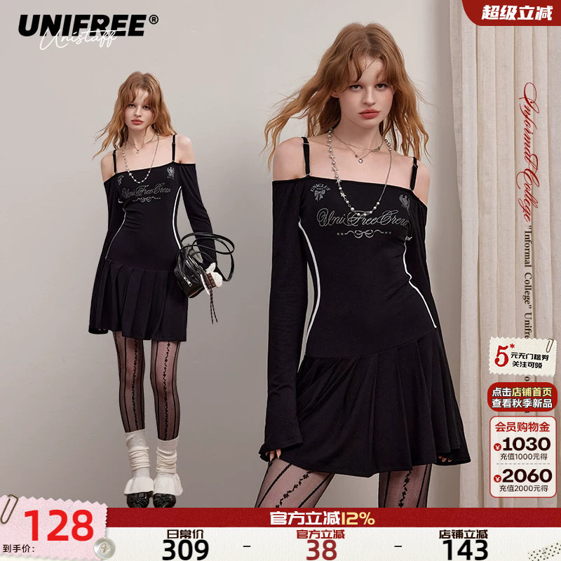 UNIFREE美式辣妹长袖连衣裙图片