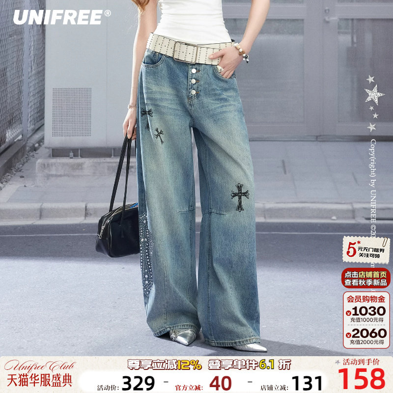 UNIFREE美式复古水洗牛仔裤图片