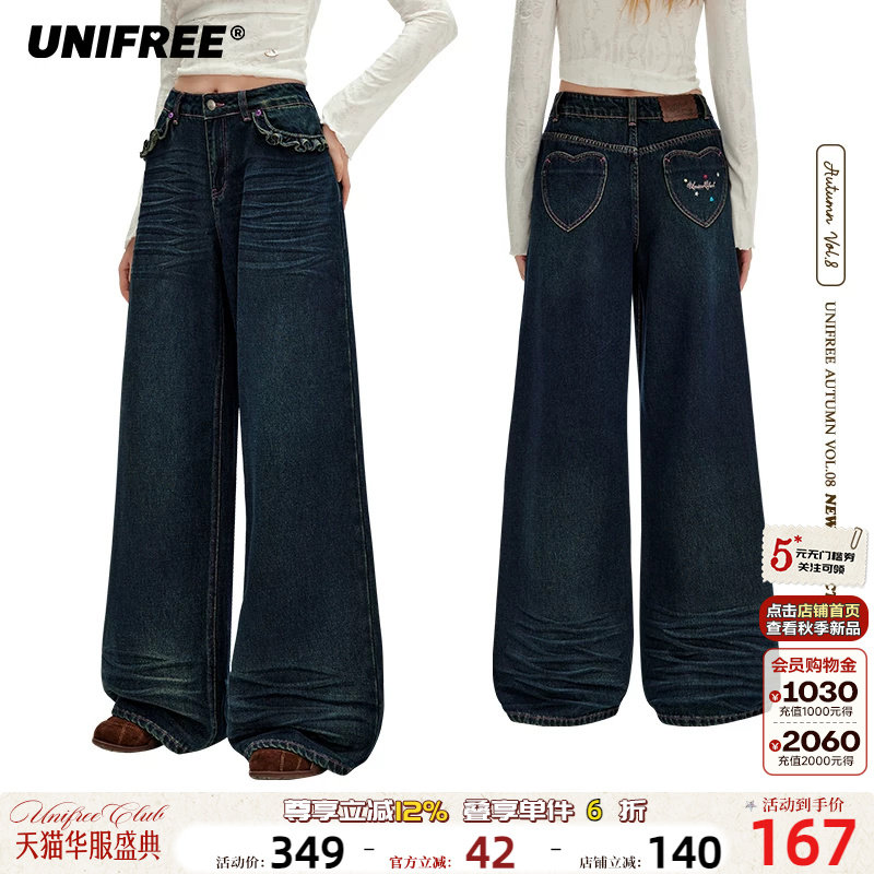 UNIFREE蓝色牛仔裤2025年新款图片