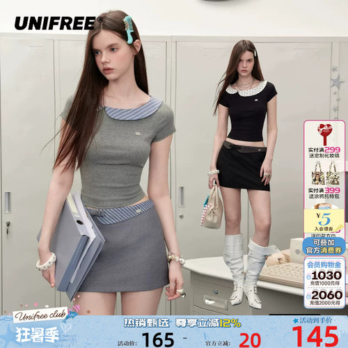 UNIFREE娃娃领短袖T恤女夏季新款