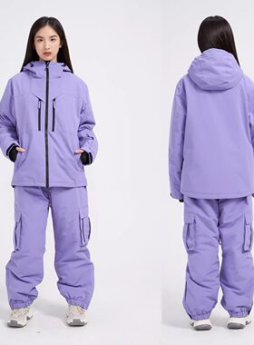 成人儿童滑雪服套装白色加厚防水