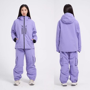 小个子滑雪服套装女男成人儿童纯色专业加厚保暖防水防风单双板45
