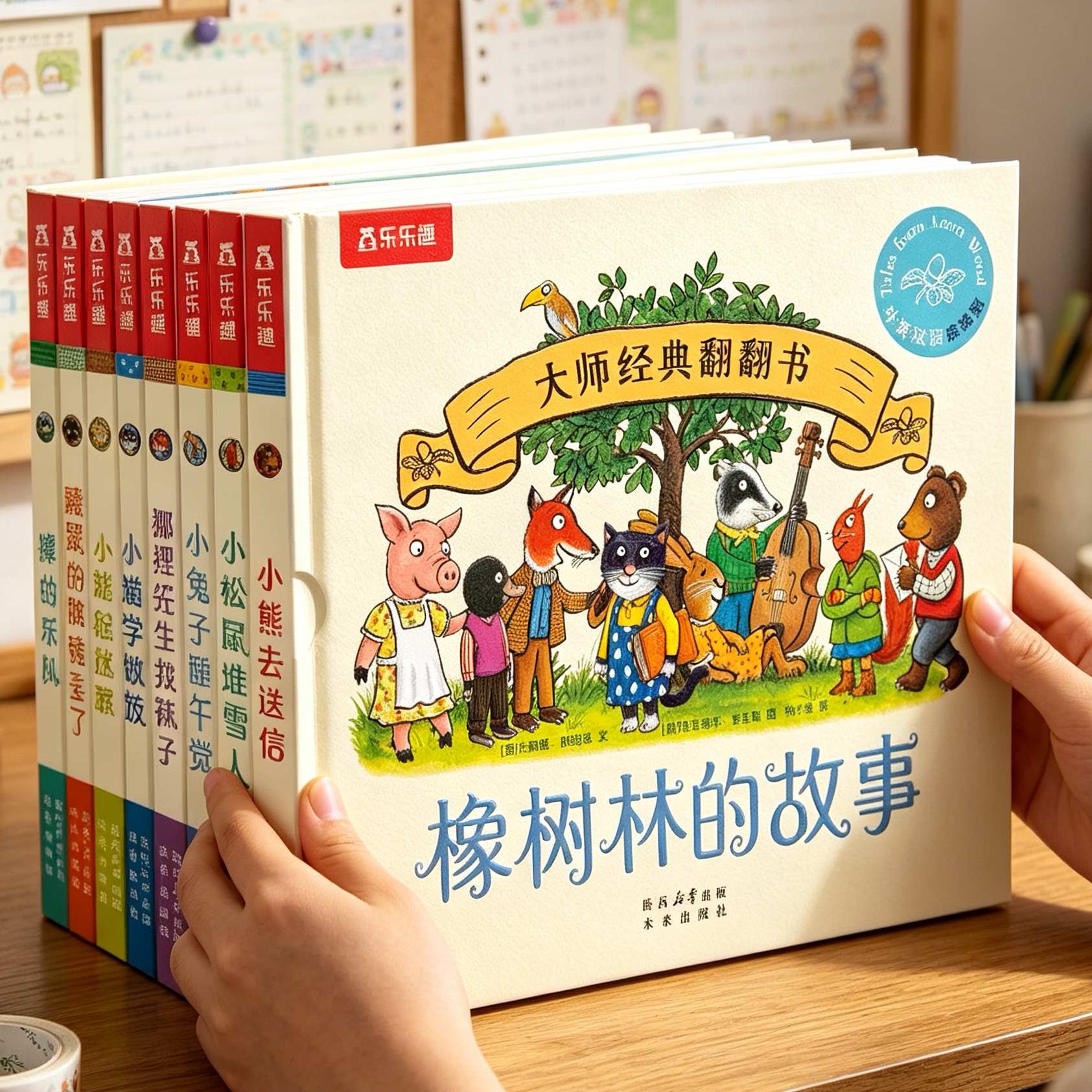 树林的故事8册翻翻书宝宝绘本0到3岁橡捉迷藏婴幼儿童启蒙认知蒙氏早教书小月龄故事图画书1-2岁读物洞洞书硬壳纸板科普触摸书籍