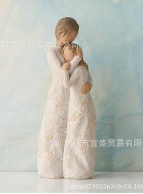 跨境新款情人节木雕情侣爱人亲密摆件 树脂工艺品 居家装饰