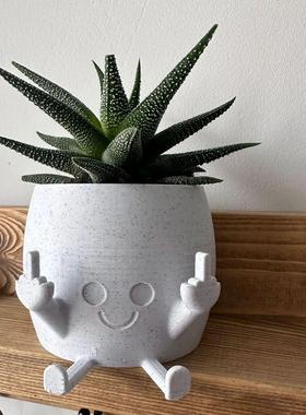 跨境创意双手竖中指花盆摆件家居庭院设计盆栽艺术可爱装饰品摆件