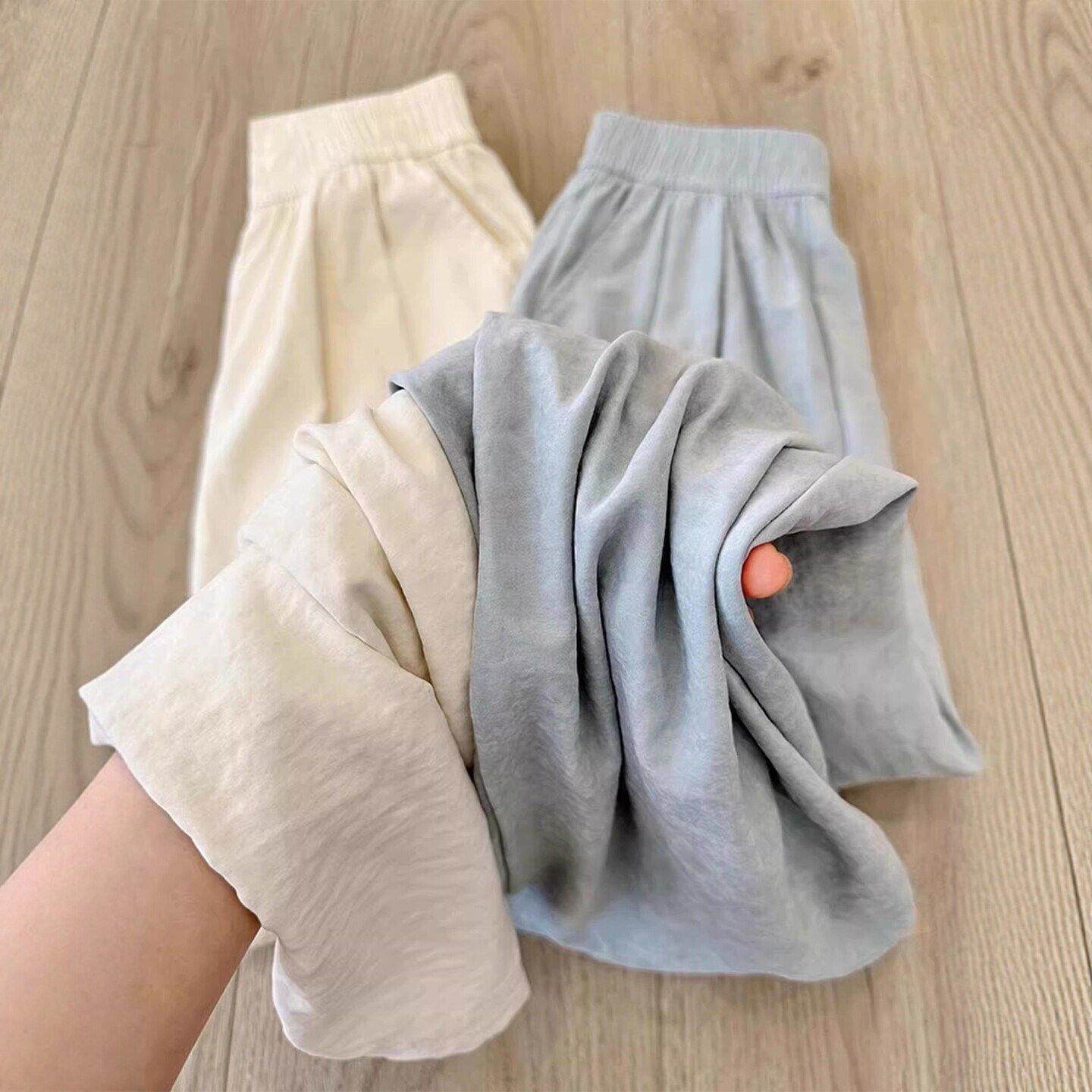 奶芙阔腿裤女夏季薄款宽松垂感休闲慵懒风小个子冰丝山本裤子夏天