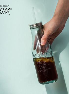 可乐杯西班牙进口VSM玻璃浮雕带盖便携创意水杯子果汁冷饮吸管杯