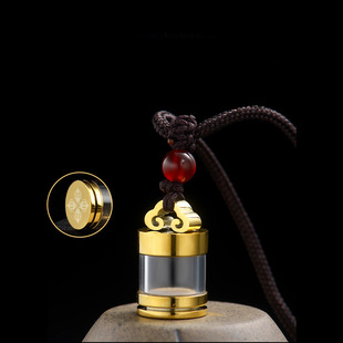 钛钢空心防水吊坠可打开放朱砂挂件水晶吊坠嘎乌瓶DIY配件带绳