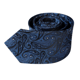 蓝色复古佩斯利花纹领带男士高档桑蚕丝商务8cm手打西装真丝结婚