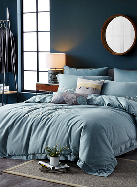 FUMI富米家纺 芳华1.5m1.8m 80S素色绣花四件SZ400003/SZ400004