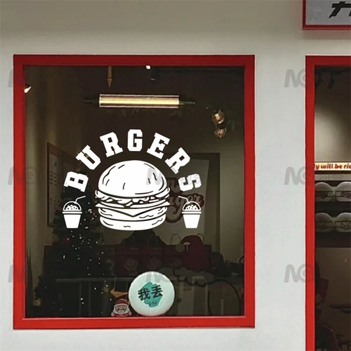 Mae视觉创意汉堡店玻璃贴纸