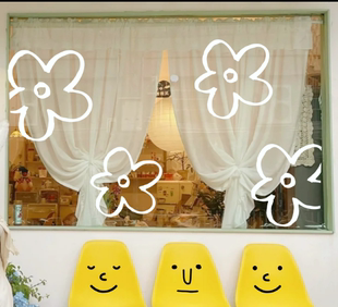 ins风可爱花朵墙贴纸 网红花店厨房玻璃橱窗装饰画推拉门防撞墙贴