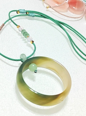 天然东陵玉玛瑙毛衣链平安扣圆圆满满送妈妈好礼物手工编织项链