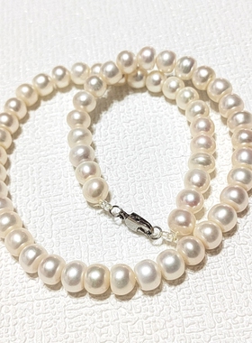 特价天然淡水珍珠项链8-9mm正白色颈链2条可做毛衣链新年礼物