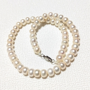 特价天然淡水珍珠项链8-9mm正白色颈链2条可做毛衣链新年礼物