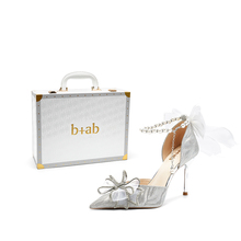 it b+ab轻奢量版礼盒珍珠蝴蝶结水晶鞋尖头成人礼结婚细跟高跟鞋