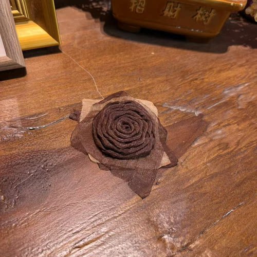咖系玫瑰！手工胸针夹子两用胸花！GZ8123