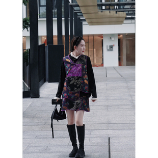 GZ6737 马甲 紫棠 人丝织金新中式