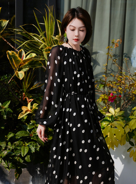 真丝波点裙！100桑蚕丝浪漫大长裙！GZ7888