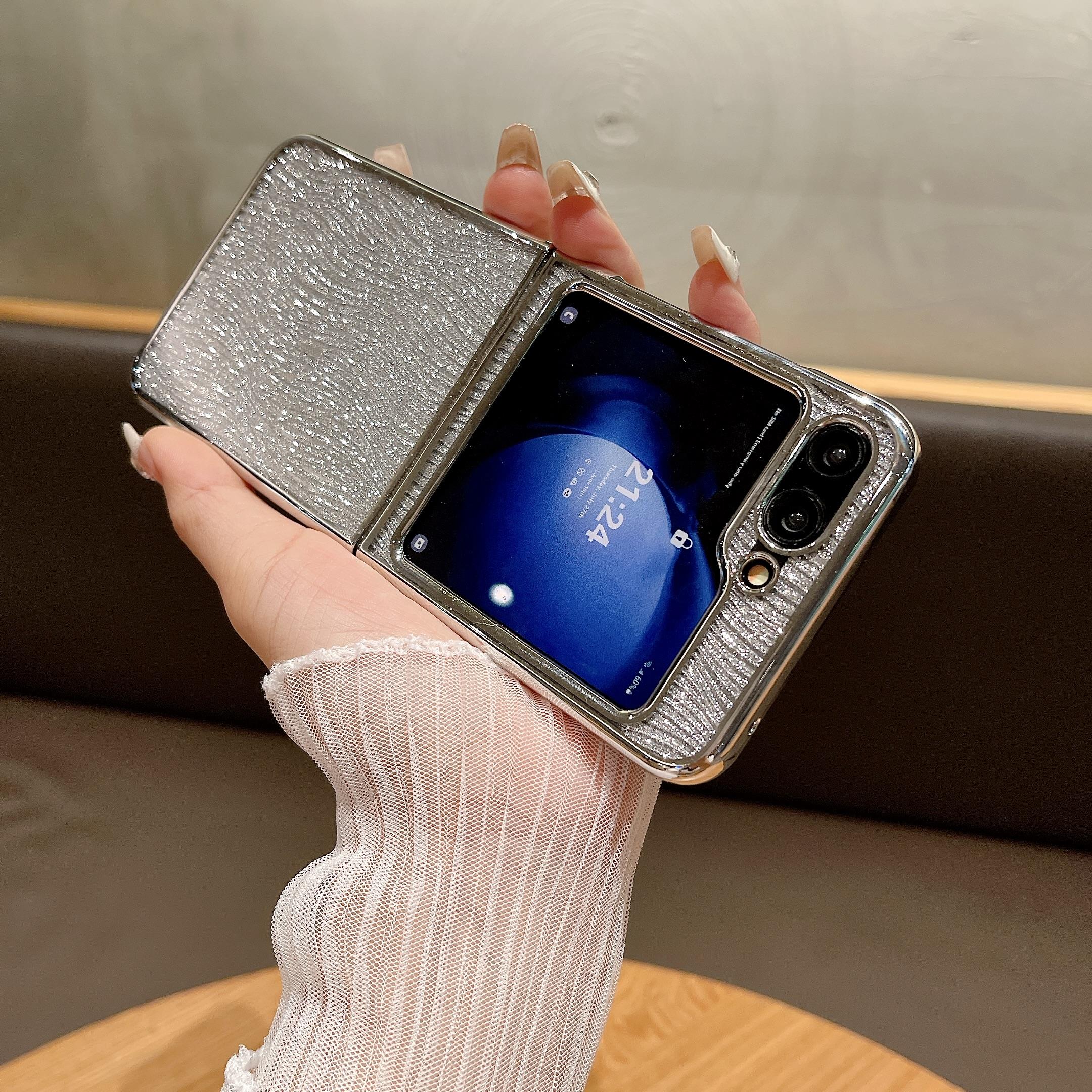 三星zflip6手机壳新款折叠屏z flip5全包防摔闪粉透明电镀超薄w24心系天下保护套男filp4小翻盖zfilp3外壳女