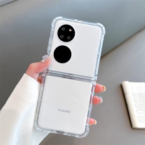 简约气囊透明适用华为p50pocket手机壳硅胶软折叠屏pocket2防摔P50PocketS保护壳全包p50宝盒套pock翻盖2新款