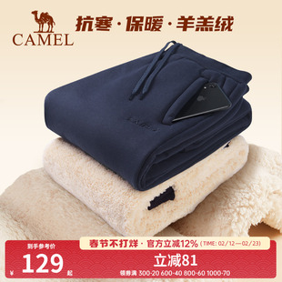 骆驼羊羔绒运动裤男士秋冬季裤子加绒加厚束脚长裤保暖休闲卫裤女