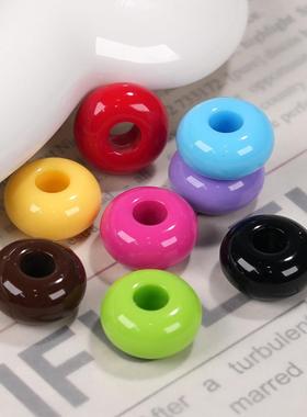 202614mm马卡龙纯色大孔算盘珠DIY手机链手串发绳玩具亚克力饰品