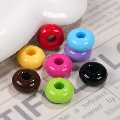 202614mm马卡龙纯色大孔算盘珠DIY手机链手串发绳玩具亚克力饰品