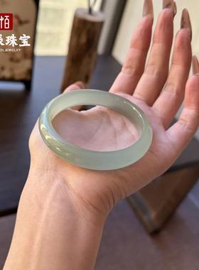 2026厂家天然东陵玉翡翠色绿色手镯圆条扁条玉镯金丝玉手镯礼品