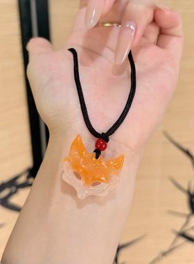 2026国风面具狐面美学狐狸编织守护吊坠男女项链情侣闺蜜新款国风