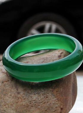 2026天然绿玉髓玛瑙手镯帝王绿女款玛瑙满绿色冰种手镯厂家绿玛瑙