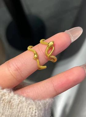 2026蛇盘兔缠绕灵蛇戒指女新中式小众设计轻奢百搭生肖蛇时尚精致