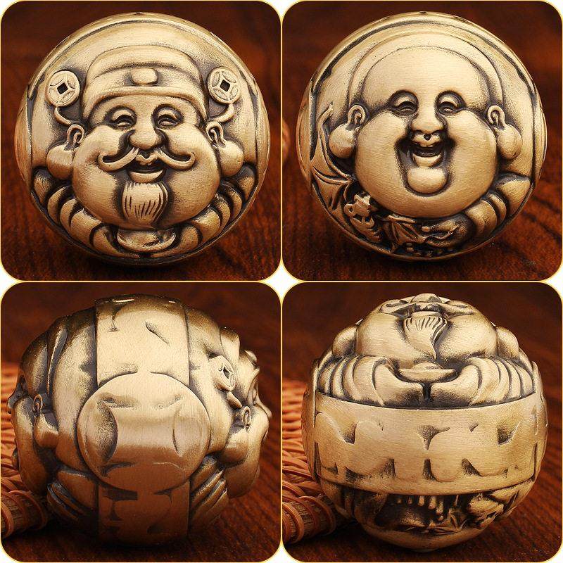 2026黄铜财神爷手球摆件实心铜手把件文玩手球手盘玩件创意礼品工,家居饰品,装饰摆件,淘宝优惠券,粉丝福利购,淘宝优惠卷