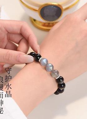 2026天然银耀石灰月光石手链清新甜美水晶手串生日礼物送男女朋友