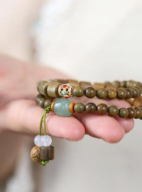 2026【相濡以沫】百搭文艺双圈檀木手串 绿檀6/8mm桶珠拼接款手串
