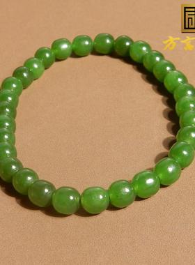 2026抢疯瞭方言和田玉精品特色俄罗斯阳绿色碧玉6mm老型珠手串手