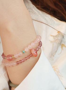 2026爆款上岸紫色双圈手串女轻奢设计薰衣叠戴手链好运寓意闺蜜