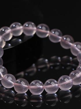 2026鸿初珠宝 天然星光莫桑粉水晶手串 粉色水晶圆珠手链 厂家直